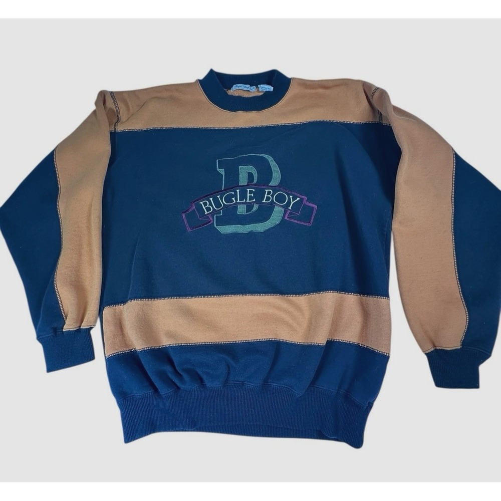 Vintage Bugle Boy Company Men's Sweatshirt MEDIUM Navy Blue